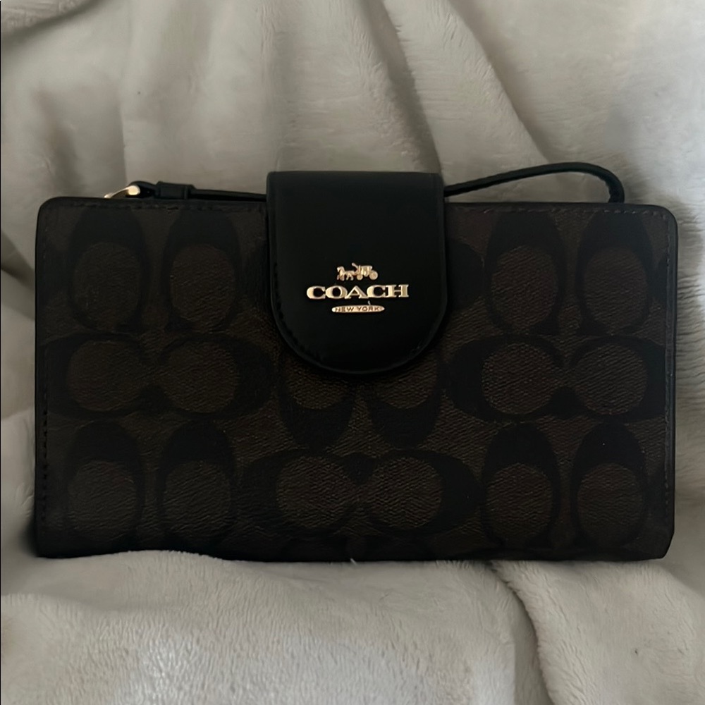 Coach Black Wallet with Monogram Pattern